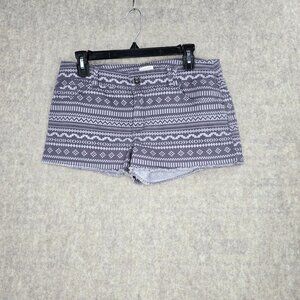 Xhilaration Womens Denim Shorts Gray Aztec Print Size 10 Frayed Hem Cotton Blend